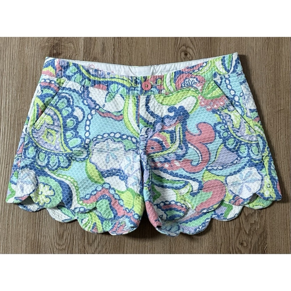 Lilly Pulitzer Buttercup Scalloped Shorts Size 0 Conch Republic‎ Scalloped Hem